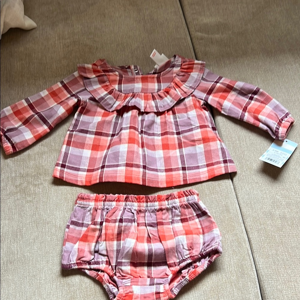 Plaid Baby Outfit Set